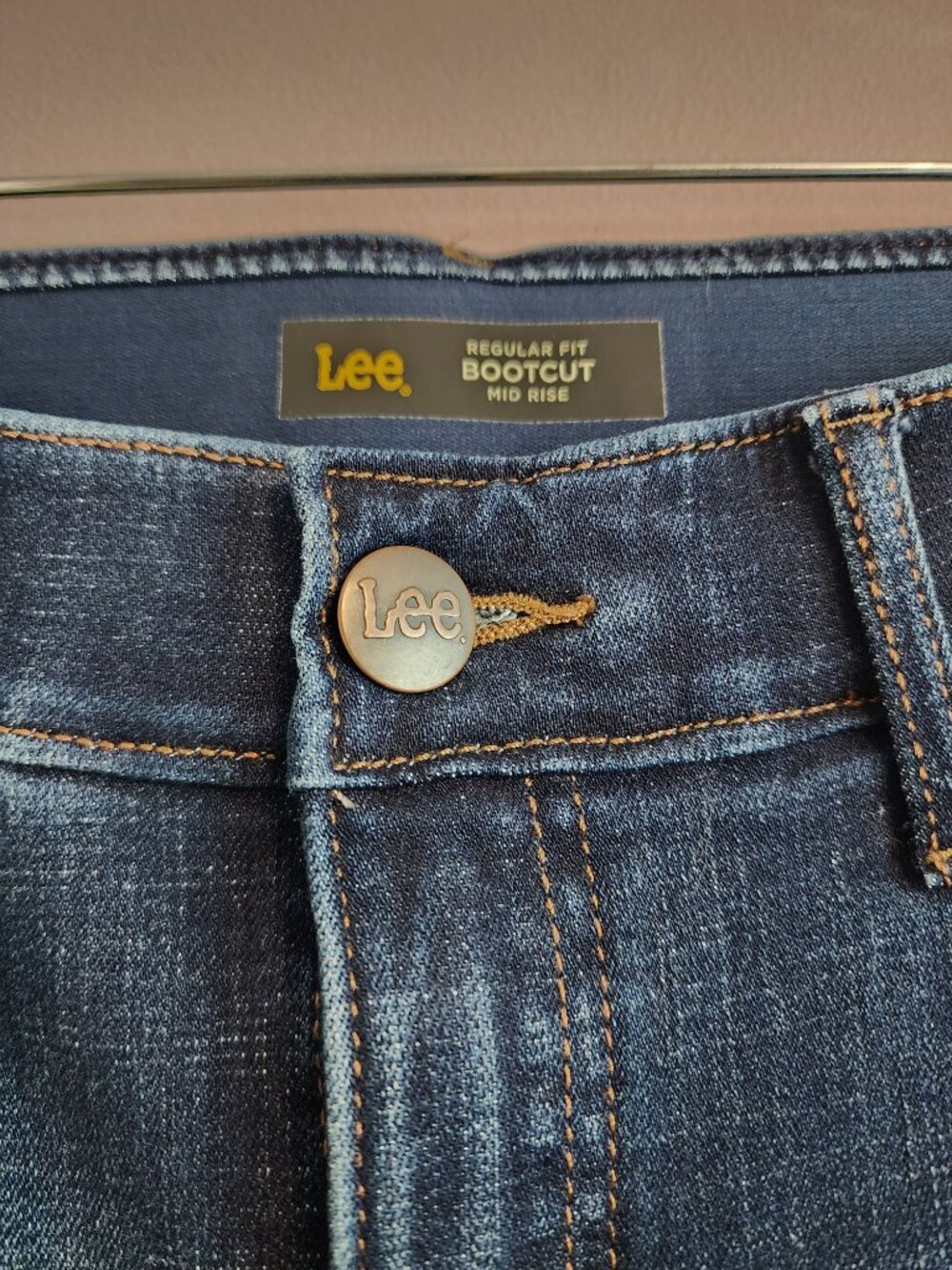 2/$30 Lee Flex Motion Mid Rise Bootcut Blue Jeans Size 14 Long - Picture 6 of 13
